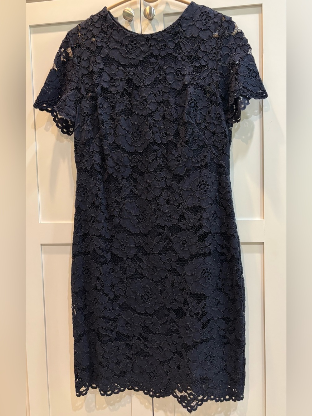 Ralph Lauren Black Floral Lace Short Sleeve Shift Dress